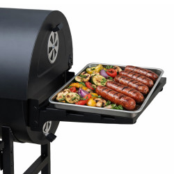 GRILL OGRODOWY WĘGLOWY Z POKRYWĄ I PÓŁKAMI VL03 CZARNY VL03-BLACK