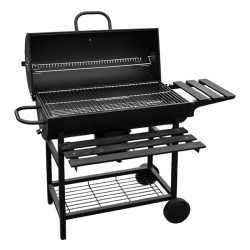 GRILL OGRODOWY WĘGLOWY Z POKRYWĄ I PÓŁKAMI VL03 CZARNY VL03-BLACK