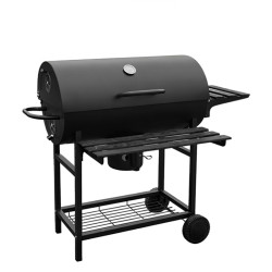 GRILL OGRODOWY WĘGLOWY Z POKRYWĄ I PÓŁKAMI VL03 CZARNY VL03-BLACK