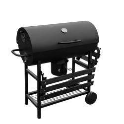 GRILL OGRODOWY WĘGLOWY Z POKRYWĄ I PÓŁKAMI VL03 CZARNY VL03-BLACK