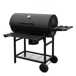 GRILL OGRODOWY WĘGLOWY Z POKRYWĄ I PÓŁKAMI VL03 CZARNY VL03-BLACK