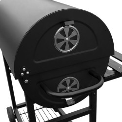GRILL OGRODOWY WĘGLOWY Z POKRYWĄ I PÓŁKAMI VL03 CZARNY VL03-BLACK