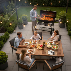 GRILL OGRODOWY WĘGLOWY Z POKRYWĄ I PÓŁKAMI VL03 CZARNY VL03-BLACK