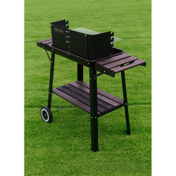 GRILL OGRODOWY WĘGLOWY Z OSŁONĄ I PÓŁKAMI VL06 CZARNY VL06-BLACK