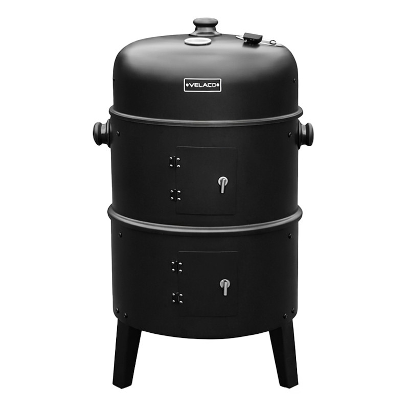 GRILL OGRODOWY WĘGLOWY WĘDZARNIA OGRODOWA Z TERMOMETREM 3W1 VL12 CZARNY VL12-BLACK
