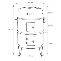 GRILL OGRODOWY WĘGLOWY WĘDZARNIA OGRODOWA Z TERMOMETREM 3W1 VL12 CZARNY VL12-BLACK
