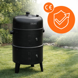 GRILL OGRODOWY WĘGLOWY WĘDZARNIA OGRODOWA Z TERMOMETREM 3W1 VL12 CZARNY VL12-BLACK