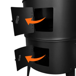 GRILL OGRODOWY WĘGLOWY WĘDZARNIA OGRODOWA Z TERMOMETREM 3W1 VL12 CZARNY VL12-BLACK