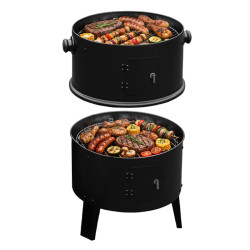 GRILL OGRODOWY WĘGLOWY WĘDZARNIA OGRODOWA Z TERMOMETREM 3W1 VL12 CZARNY VL12-BLACK