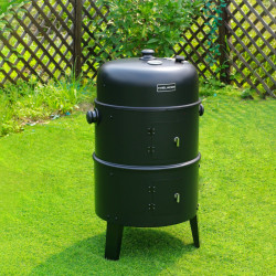 GRILL OGRODOWY WĘGLOWY WĘDZARNIA OGRODOWA Z TERMOMETREM 3W1 VL12 CZARNY VL12-BLACK