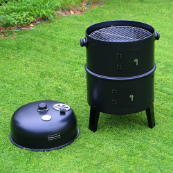 GRILL OGRODOWY WĘGLOWY WĘDZARNIA OGRODOWA Z TERMOMETREM 3W1 VL12 CZARNY VL12-BLACK