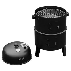 GRILL OGRODOWY WĘGLOWY WĘDZARNIA OGRODOWA Z TERMOMETREM 3W1 VL12 CZARNY VL12-BLACK