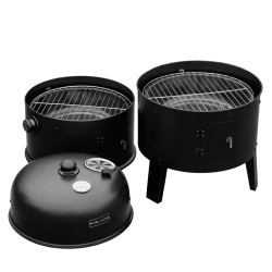 GRILL OGRODOWY WĘGLOWY WĘDZARNIA OGRODOWA Z TERMOMETREM 3W1 VL12 CZARNY VL12-BLACK