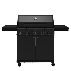 GRILL OGRODOWY GAZOWY Z POKRYWĄ I PÓŁKAMI ZEUS-D CZARNY RUSZT ŻELIWNY ZEUS-D