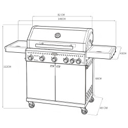 GRILL OGRODOWY GAZOWY Z POKRYWĄ I PÓŁKAMI ZEUS-D CZARNY RUSZT ŻELIWNY ZEUS-D
