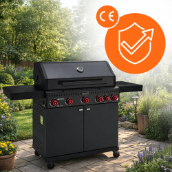 GRILL OGRODOWY GAZOWY Z POKRYWĄ I PÓŁKAMI ZEUS-D CZARNY RUSZT ŻELIWNY ZEUS-D