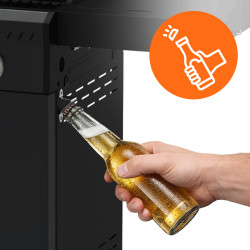 GRILL OGRODOWY GAZOWY Z POKRYWĄ I PÓŁKAMI ZEUS-D CZARNY RUSZT ŻELIWNY ZEUS-D