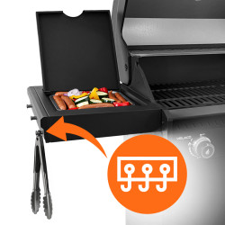 GRILL OGRODOWY GAZOWY Z POKRYWĄ I PÓŁKAMI ZEUS-D CZARNY RUSZT ŻELIWNY ZEUS-D