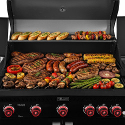 GRILL OGRODOWY GAZOWY Z POKRYWĄ I PÓŁKAMI ZEUS-D CZARNY RUSZT ŻELIWNY ZEUS-D