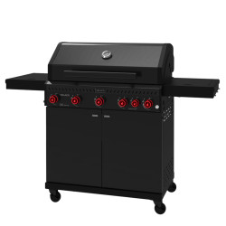 GRILL OGRODOWY GAZOWY Z POKRYWĄ I PÓŁKAMI ZEUS-D CZARNY RUSZT ŻELIWNY ZEUS-D