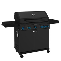 GRILL OGRODOWY GAZOWY Z POKRYWĄ I PÓŁKAMI ZEUS-D CZARNY RUSZT ŻELIWNY ZEUS-D