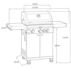 GRILL OGRODOWY GAZOWY Z POKRYWĄ I PÓŁKAMI ZEUS-B CZARNY RUSZT ŻELIWNY ZEUS-B