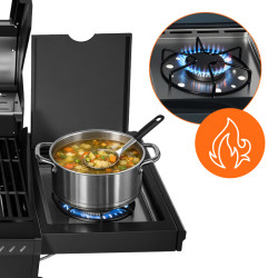 GRILL OGRODOWY GAZOWY Z POKRYWĄ I PÓŁKAMI ZEUS-B CZARNY RUSZT ŻELIWNY ZEUS-B
