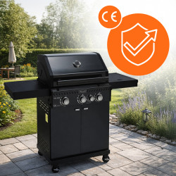 GRILL OGRODOWY GAZOWY Z POKRYWĄ I PÓŁKAMI ZEUS-B CZARNY RUSZT ŻELIWNY ZEUS-B