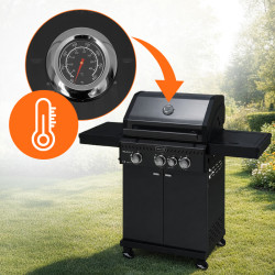 GRILL OGRODOWY GAZOWY Z POKRYWĄ I PÓŁKAMI ZEUS-B CZARNY RUSZT ŻELIWNY ZEUS-B