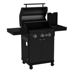 GRILL OGRODOWY GAZOWY Z POKRYWĄ I PÓŁKAMI ZEUS-B CZARNY RUSZT ŻELIWNY ZEUS-B
