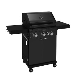 GRILL OGRODOWY GAZOWY Z POKRYWĄ I PÓŁKAMI ZEUS-B CZARNY RUSZT ŻELIWNY ZEUS-B