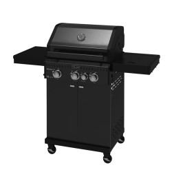 GRILL OGRODOWY GAZOWY Z POKRYWĄ I PÓŁKAMI ZEUS-B CZARNY RUSZT ŻELIWNY ZEUS-B