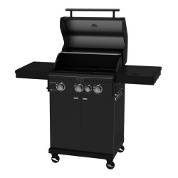 GRILL OGRODOWY GAZOWY Z POKRYWĄ I PÓŁKAMI ZEUS-B CZARNY RUSZT ŻELIWNY ZEUS-B