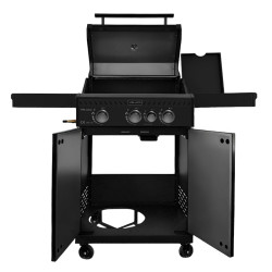 GRILL OGRODOWY GAZOWY Z POKRYWĄ I PÓŁKAMI ZEUS-B CZARNY RUSZT ŻELIWNY ZEUS-B