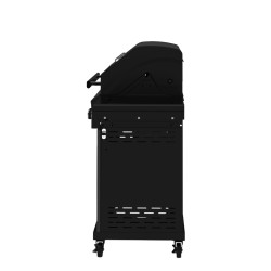 GRILL OGRODOWY GAZOWY Z POKRYWĄ I PÓŁKAMI ZEUS-B CZARNY RUSZT ŻELIWNY ZEUS-B