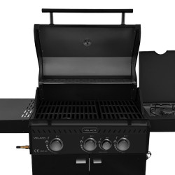 GRILL OGRODOWY GAZOWY Z POKRYWĄ I PÓŁKAMI ZEUS-B CZARNY RUSZT ŻELIWNY ZEUS-B