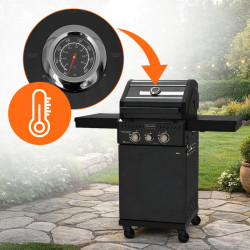 GRILL OGRODOWY GAZOWY Z POKRYWĄ I PÓŁKAMI ZEUS-A CZARNY RUSZT ŻELIWNY ZEUS-A