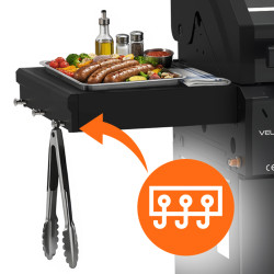 GRILL OGRODOWY GAZOWY Z POKRYWĄ I PÓŁKAMI ZEUS-A CZARNY RUSZT ŻELIWNY ZEUS-A