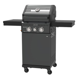 GRILL OGRODOWY GAZOWY Z POKRYWĄ I PÓŁKAMI ZEUS-A CZARNY RUSZT ŻELIWNY ZEUS-A