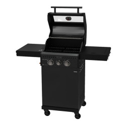GRILL OGRODOWY GAZOWY Z POKRYWĄ I PÓŁKAMI ZEUS-A CZARNY RUSZT ŻELIWNY ZEUS-A