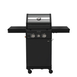 GRILL OGRODOWY GAZOWY Z POKRYWĄ I PÓŁKAMI ZEUS-A CZARNY RUSZT ŻELIWNY ZEUS-A