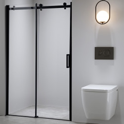 DRZWI PRYSZNICOWE Z BRODZIKIEM SH03D/ST05E CZARNE/BIAŁY 115-120/120x70 CM SH03D-BL+ST05E-WH