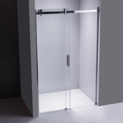 DRZWI PRYSZNICOWE Z BRODZIKIEM SH03D/ST05E CHROM/BIAŁY 115-120/120x70 CM SH03D+ST05E-WH