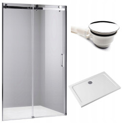 DRZWI PRYSZNICOWE Z BRODZIKIEM SH03D/ST04C CHROM/BIAŁY 115-120/120x90 CM 8 MM