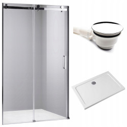 DRZWI PRYSZNICOWE Z BRODZIKIEM SH03C/ST05D CHROM/BIAŁY 105-110/110x70 CM 8 MM