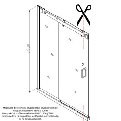 DRZWI PRYSZNICOWE Z BRODZIKIEM SH03B/SXL03C CHROM/CZARNY 95-100/100x80 CM SH03B+SXL03C-BL