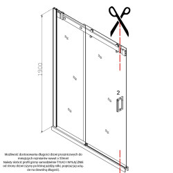 DRZWI PRYSZNICOWE Z BRODZIKIEM SH03B/SXL03C CHROM/BIAŁY 95-100/100x80 CM SH03B+SXL03C-WH