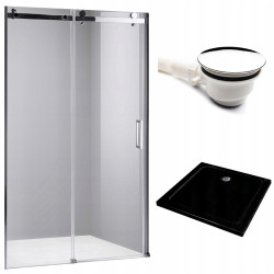 DRZWI PRYSZNICOWE Z BRODZIKIEM SH03B/ST06A CHROM/CZARNY 95-100/100x100 CM 8 MM