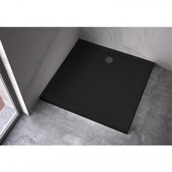 DRZWI PRYSZNICOWE Z BRODZIKIEM SH03B/ST06A CHROM/CZARNY 95-100/100x100 CM 8 MM