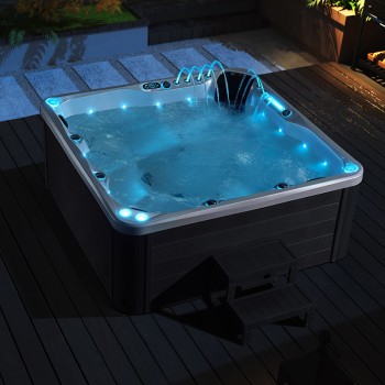 JACUZZI OGRODOWE WANNA SPA741 200x200 BIAŁA PERŁA OBUDOWA SZARA